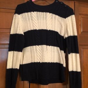 Navy and Cream Cable Knit JCrew Sweater